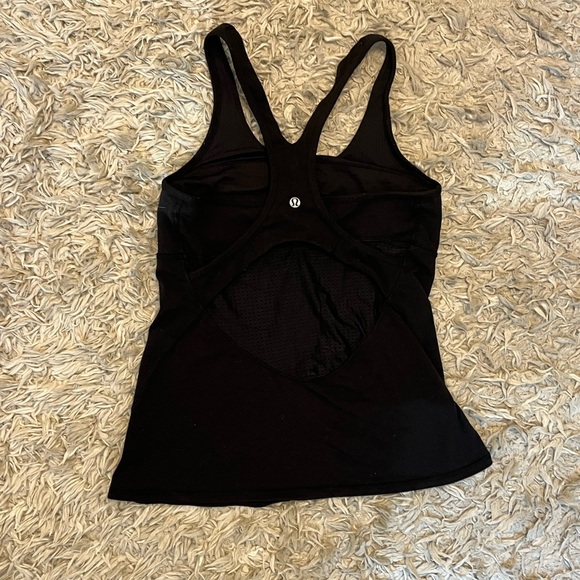 Lululemon Black Racer Back Shelf Bra Mesh Yoga Sport Tank 8 - Picture 4 of 4